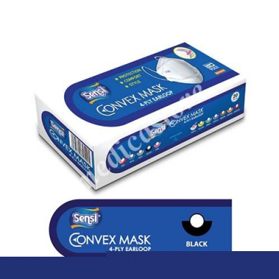 SENSI CONVEX MASK 4PLY BLACK 20 S