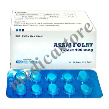 Asam Folat Tablet 400 Mcg 100's
