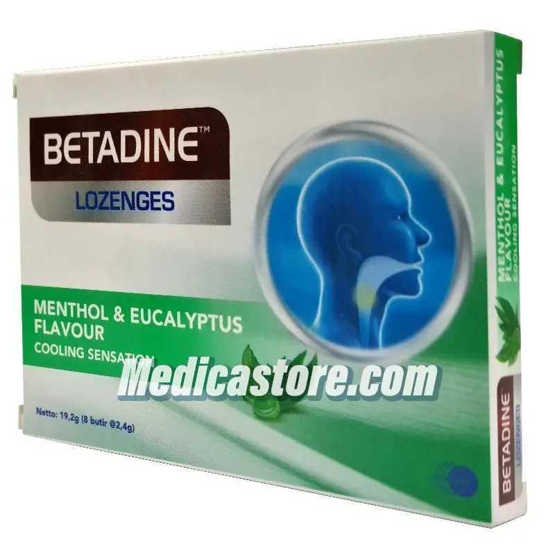 BETADINE LOZENGES MENTHOL & EUCALYPTUS TABLET HISAP 8'S