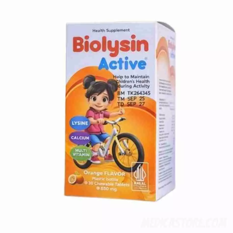 Biolysin Active Tablet Kunyah rasa Orange 30's