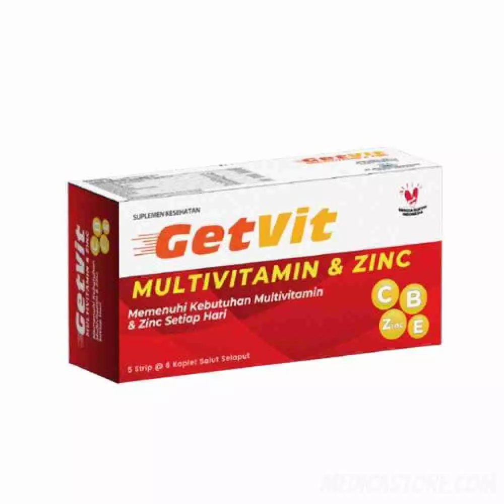 Getvit Multivitamin & Zinc Kaplet Salut Selaput 30'S