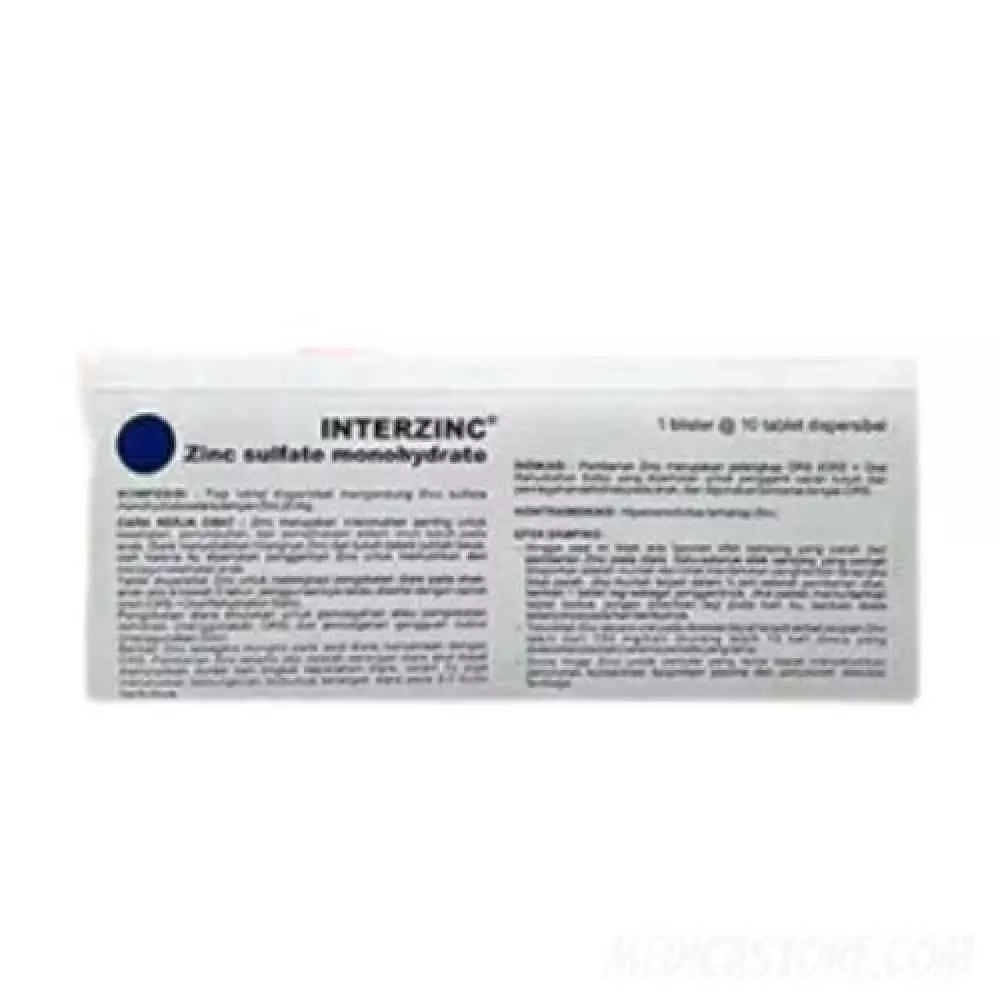 Interzinc 20 mg Tablet Dispersible 100'S
