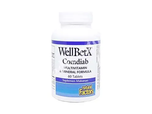 NATURAL FACTORS WELLBETX COMDIAB MULTIVITAMIN & MINERAL FORMULA TABLET  60'S