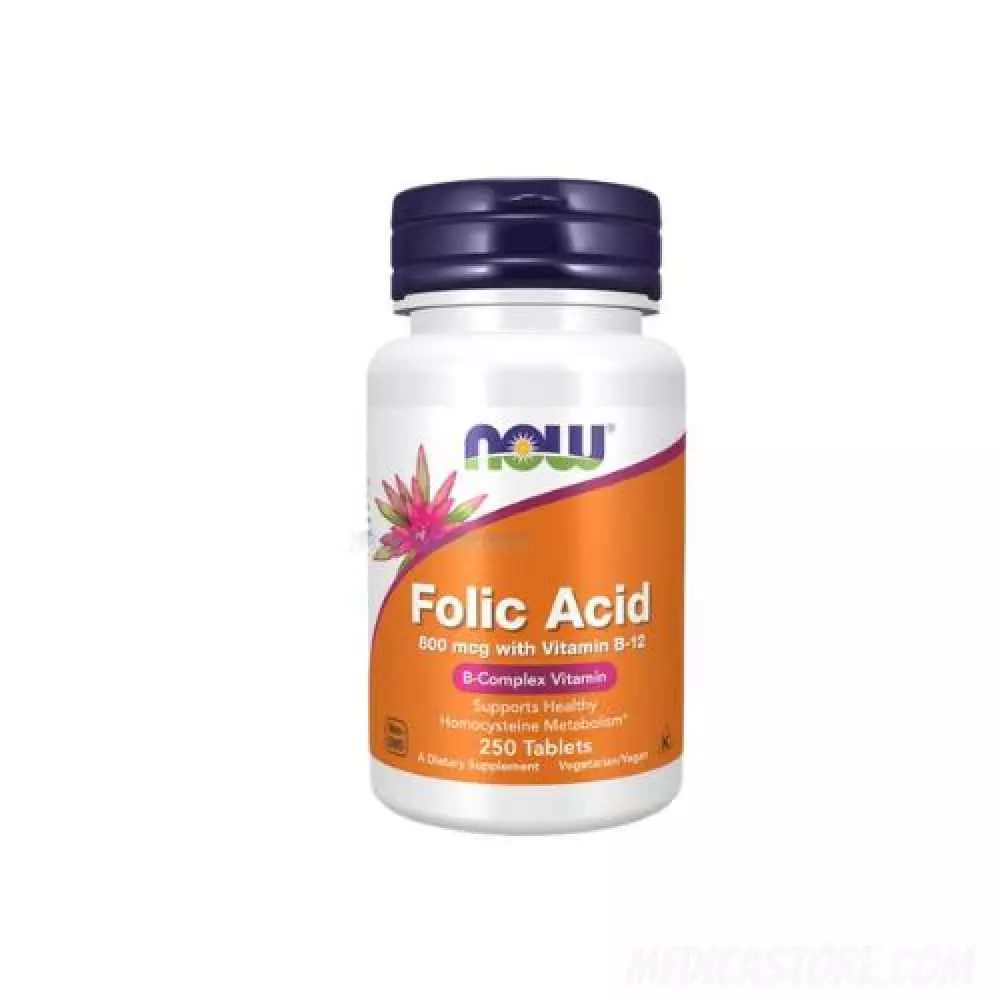 NOW Folic Acid 800 mcg With Vitamin B-12 Tablet 250's