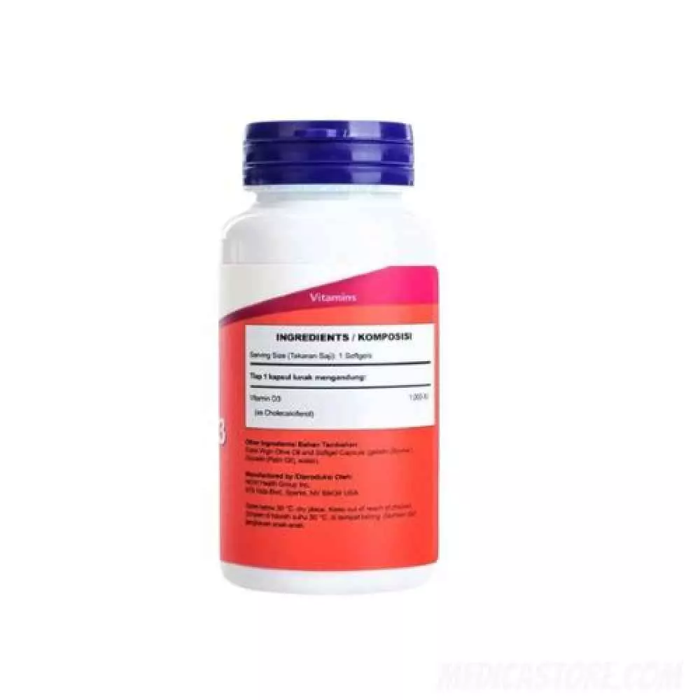 NOW Vitamin D-3 1000 IU Softgel 180's