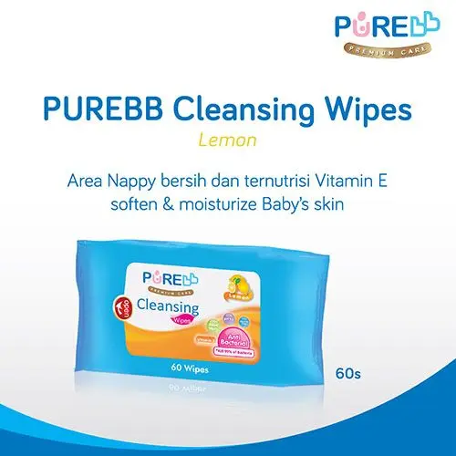 PUREBB CLEANSING WIPES LEMON 60'S 