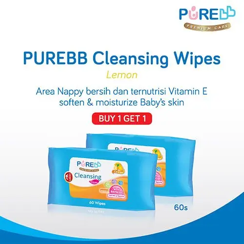 PUREBB CLEANSING WIPES LEMON ISI 60 COMBO BUY 1 GET 1