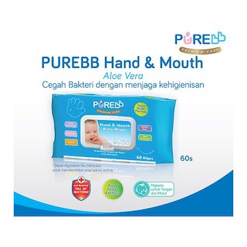 Purebb Hand & Mouth Baby Wipes Aloe Vera Isi 60