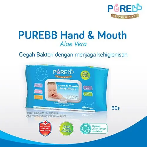 PUREBB HAND & MOUTH BABY WIPES ALOE VERA ISI 60