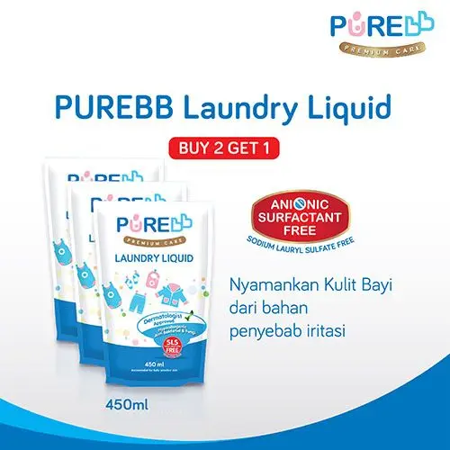 PUREBB LAUNDRY LIQUID REFILL 450 ML COMBO (BELI 2 GRATIS 1)