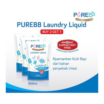 Purebb Laundry Liquid Refill 900 ML Combo (beli 2 Gratis 1)