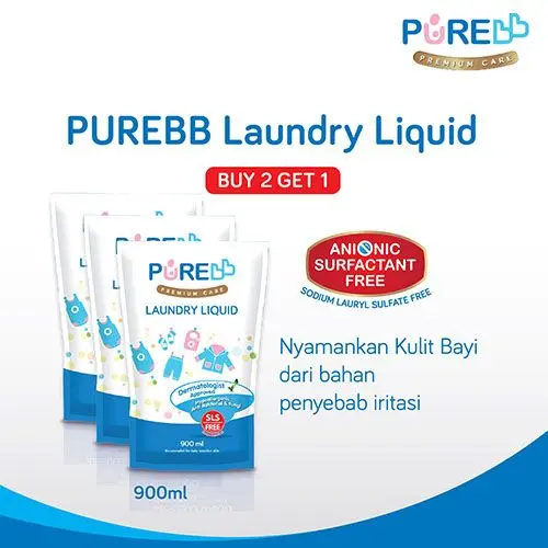 PUREBB LAUNDRY LIQUID REFILL 900 ML COMBO (BELI 2 GRATIS 1)