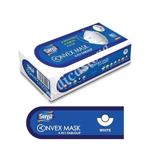 SENSI CONVEX MASK 4 PLY WHITE ISI 20