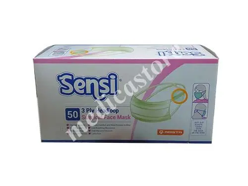 SENSI 3 PLY SURGICAL FACE MASK HEADLOOP 50'S