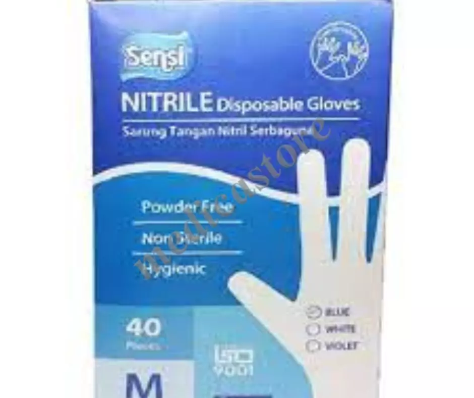 SENSI NITRILE DISPOSABLE GLOVES POWDER FREE M 40'S