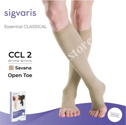 SIGVARIS CLASSICAL AD OPEN TOES CCL2 M/LONG SAVANNA 