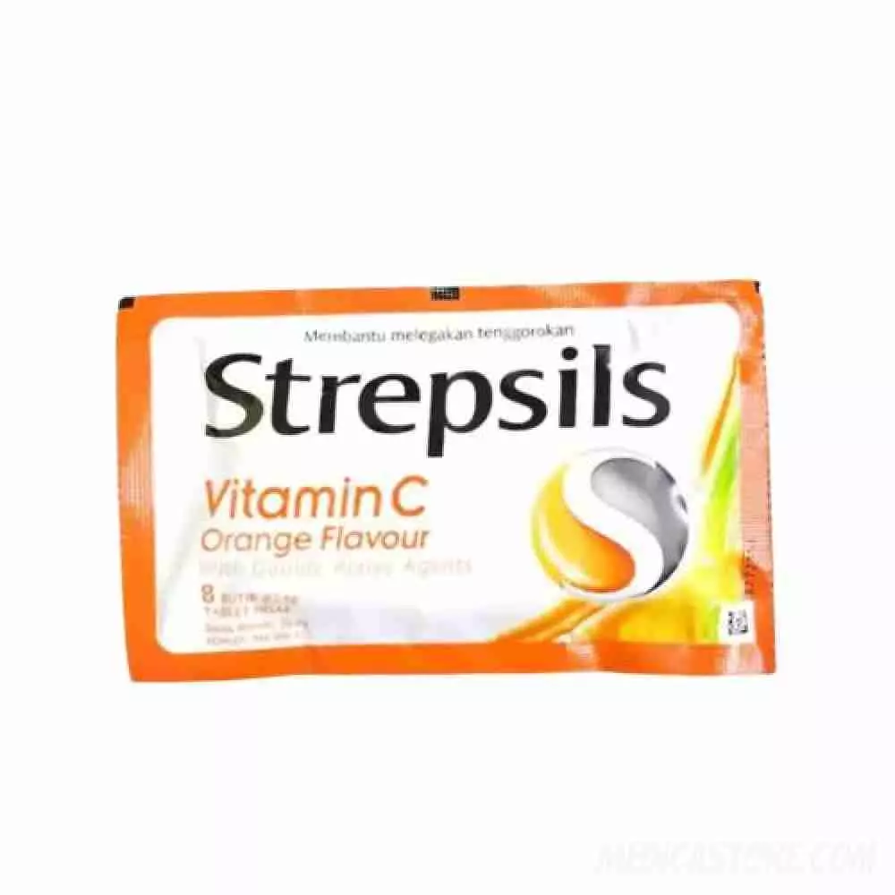 STREPSILS VITAMIN C 100 ORANGE FLAVOUR 8'S