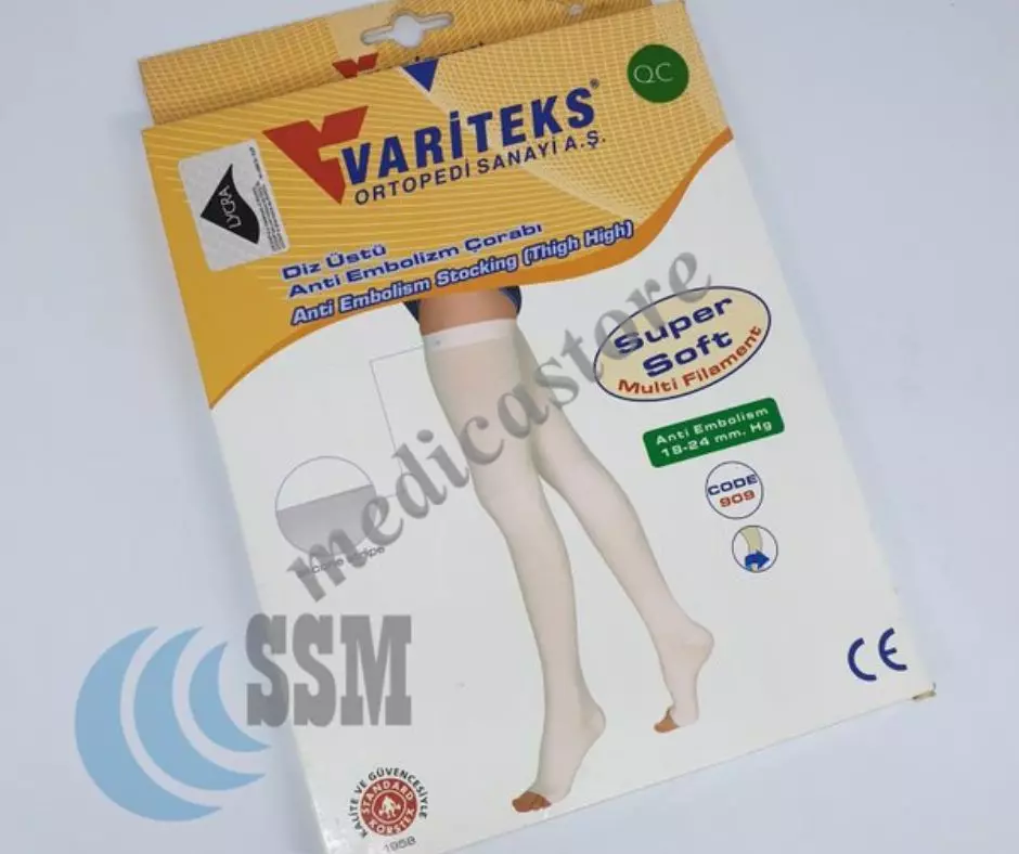 VARITEKS909 THIGH HIGH ANTI EMBOLISM STOCKING with SILICONE DOTS L