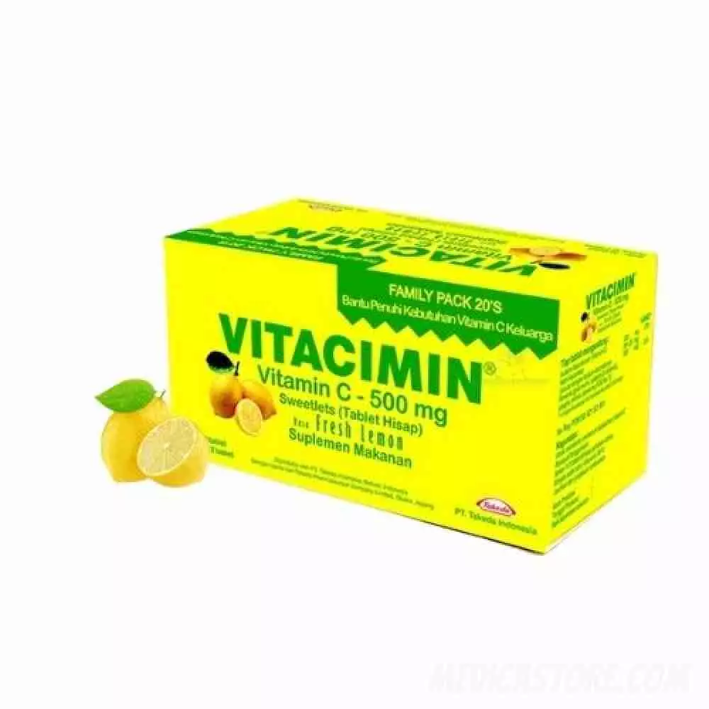 VIitacimin 500 mg Tablet Rasa Lemon 100'S