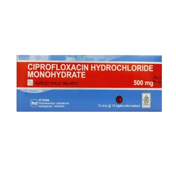 CIPROFLOXACIN HCL MONOHYDRATE 500MG KAPLET SALUT SELAPUT 100S (IFARS)